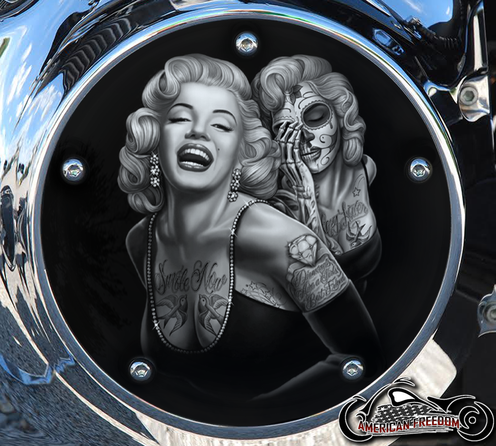 Custom Derby Cover - Marilyn Sugar Skull